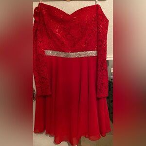 Red dress/ homecoming/christmas/ beaded/sparkly/lace/chiffon/